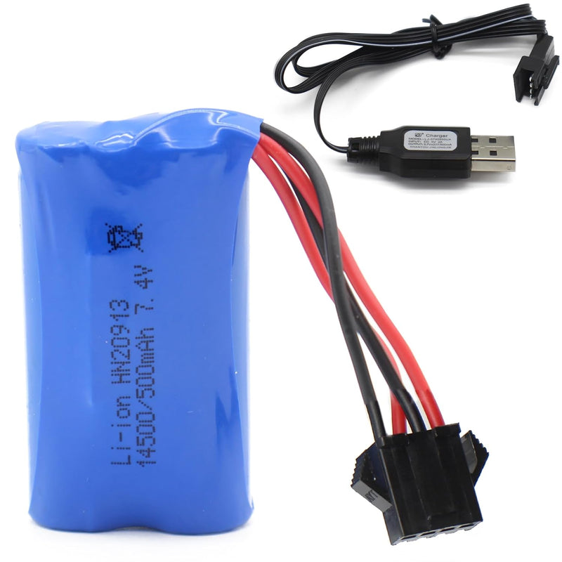 Load image into Gallery viewer, Li-ion 7.4V 14500-500mAh Rechargeable Battery with SM-3P Plug and USB Charger Cable (Viper)
