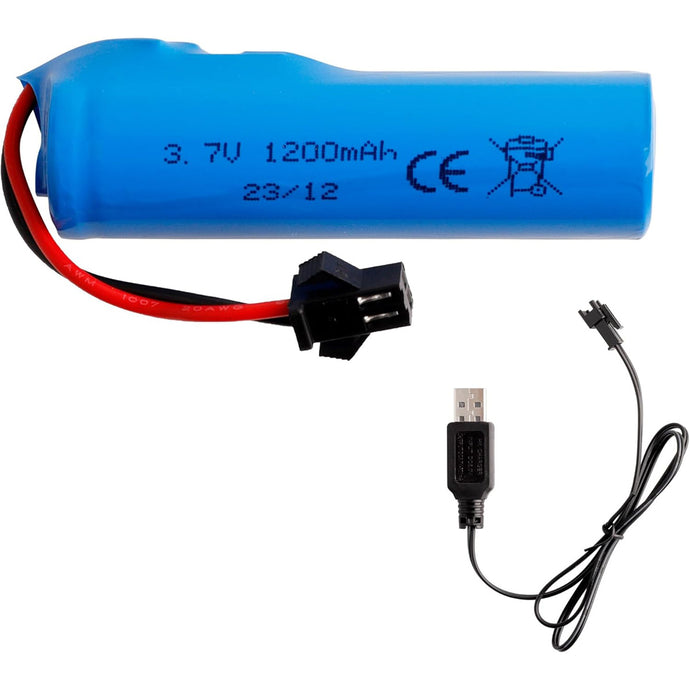 Li-ion 3.7V 18650 1200mAh Rechargeable Lithium Battery Pack and USB Charger Cable (Original)