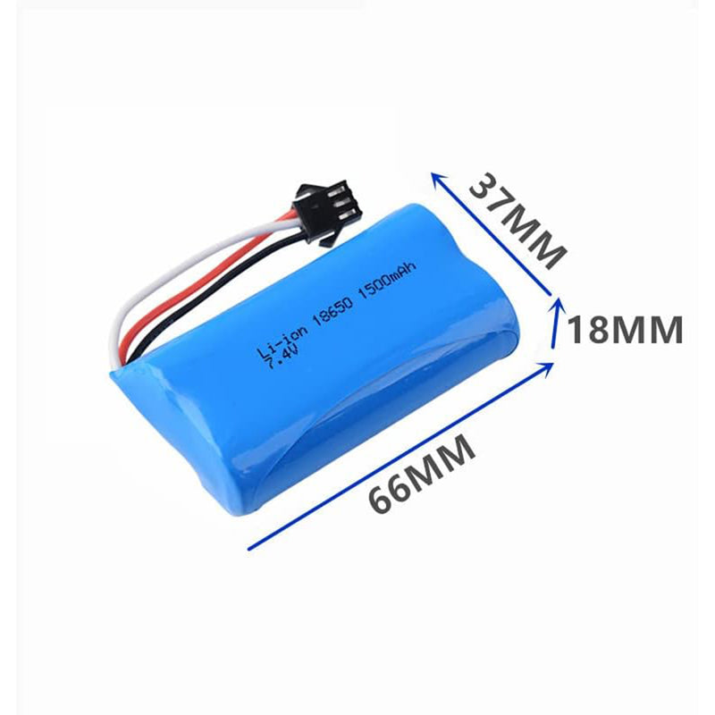 Load image into Gallery viewer, Li-ion 7.4V 18650/1500mAh Rechargeable Battery with SM-3P Plug and USB Charger Cable (Punisher)
